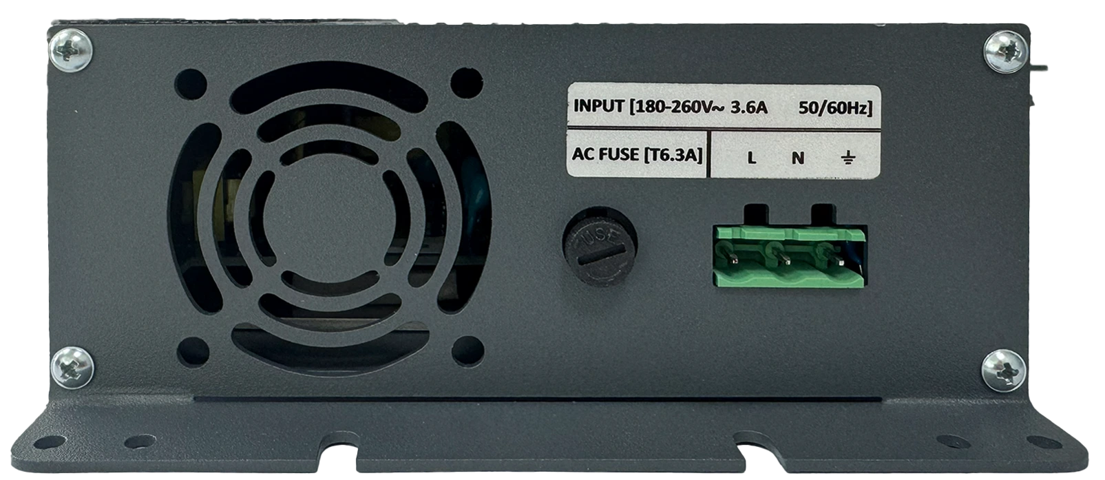 نمای سمت راست BMU مدل AMS-S5010 با ورودی برق و فیوز