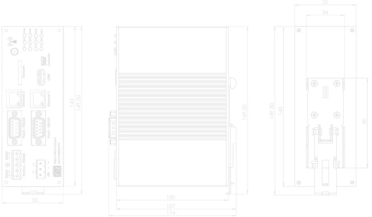 AMS-R3000 Dimensions